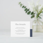 Marineblauw Grijs Wit Strepen Bruiloft Hotel Detai Informatiekaartje (Staand voorkant)