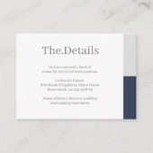 Marineblauw Grijs Wit Strepen Bruiloft Hotel Detai Informatiekaartje (Voorkant)