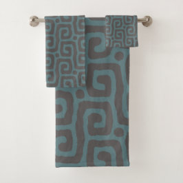 Marineblauw & groen abstract patroon bad handdoek