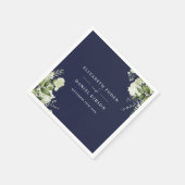 Marineblauw groen Bloemen Elegante Namen Datum Servet (Hoek)