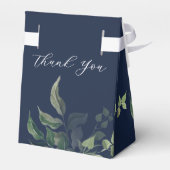 Marineblauw groen Botanische Waterverf Bruiloft Bedankdoosjes (Achterkant)