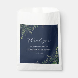 Marineblauw groen Botanische Waterverf Bruiloft Bedankzakje