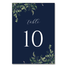 Marineblauw groen Botanische Waterverf Bruiloft