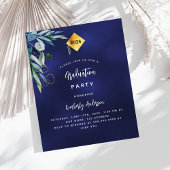 Marineblauw groen budget afstuderen uitnodiging