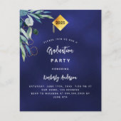 Marineblauw groen budget afstuderen uitnodiging flyer (Voorkant)