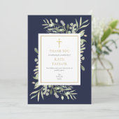 Marineblauw groen Christelijk begrafenismonument Bedankkaart (Staand voorkant)