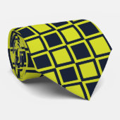 Marineblauw groen dambord patroon stropdas (Opgerold)