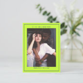 Marineblauw groen eenvoudige foto bruiloft bewaar  briefkaart (Staand voorkant)