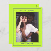 Marineblauw groen eenvoudige foto bruiloft bewaar  briefkaart (Voorkant / Achterkant)