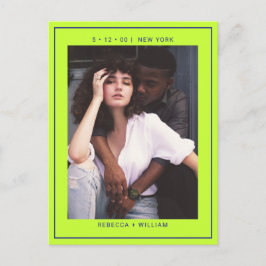 Marineblauw groen eenvoudige foto bruiloft bewaar briefkaart