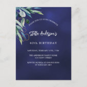 Marineblauw groen elegante verjaardag uitnodiging briefkaart (Voorkant)