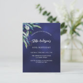 Marineblauw groen elegante verjaardag uitnodiging briefkaart (Staand voorkant)