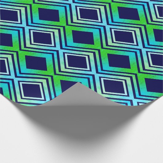 Marineblauw groen en Blauwgroen papier met patrone (Hoek)