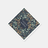 Marineblauw, groen en goud Vintage bruiloft Servet (Hoek)