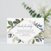 Marineblauw groen loof boekaanvraag informatiekaartje (Staand voorkant)