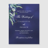 Marineblauw groen luxe bruiloft magnetische uitnodiging (Voorkant)