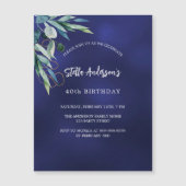 Marineblauw groen luxe verjaardag magnetische uitnodiging (Voorkant)