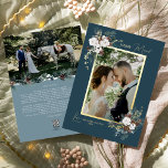 Marineblauw groen  Merry Married Portrait Folie Feestdagenkaart<br><div class="desc">Welkom bij onze betoverende Navy Blue Greenery Merry Married Portrait Folie Holiday Kaart design, waar charme voldoet aan de hedendaagse elegantie. Dit ontwerp is voorzien van ingewikkelde waterverf groen en subtiel elegante kalligrafie met eenvoudige typografie, het vastleggen van de essentie van de traditionele gezelligheid en rustieke cottage core. Met een...</div>