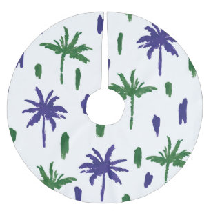 Marineblauw groen palmpatroon kerstboom rok