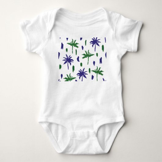 Marineblauw groen palmpatroon romper (Voorkant)