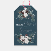 Marineblauw groen  vrolijk kerstfeest cadeaulabel (Voorkant)