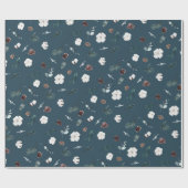 Marineblauw groen  vrolijk kerstfeest cadeaupapier (Vlak)