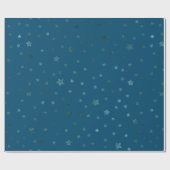 Marineblauw groene sterren cadeaupapier (Vlak)