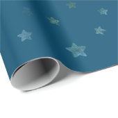 Marineblauw groene sterren cadeaupapier (Rol Hoek)