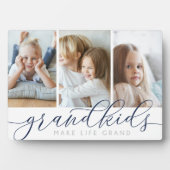 Marineblauw | Grootkinderen maken het leven Grand  Fotoplaat (voorkant)