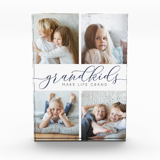 Marineblauw | Grootkinderen maken het leven groot  Fotoblokken (Voorkant)