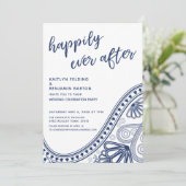 Marineblauw Happily Ever After Paisley alleen rece Kaart (Staand voorkant)