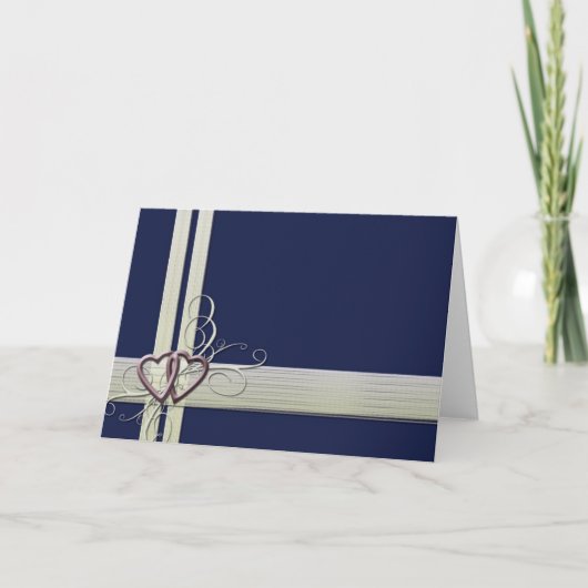 Marineblauw hart ontwerp bedankkaart (Voorkant)