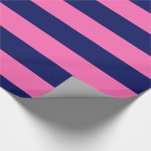 Marineblauw, Heet Roze #2 XL Preppy Stripe 1x Cadeaupapier (Hoek)