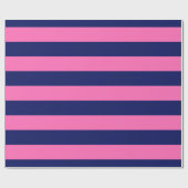 Marineblauw, Heet Roze #2 XL Preppy Stripe 1x Cadeaupapier (Vlak)
