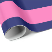 Marineblauw, Heet Roze #2 XL Preppy Stripe 1x Cadeaupapier (Rol Hoek)