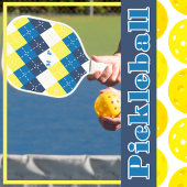 Marineblauw, Hemelsblauw, Citroengeel en Witte Arg Pickleball Paddle