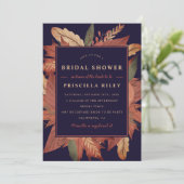 marineblauw herfst bruin vrijgezellenfeest kaart (Staand voorkant)