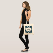 Marineblauw Heringbone Patroon Bruid Tote Bag (Voorkant (model))