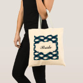 Marineblauw Heringbone Patroon Bruid Tote Bag (Voorkant (product))