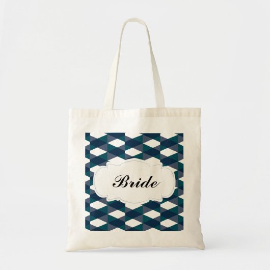 Marineblauw Heringbone Patroon Bruid Tote Bag (Voorkant)