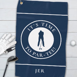 Marineblauw Het Is Tijd Om Fun Monogram Voor Hem Golfhanddoek