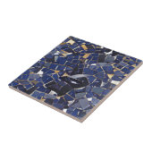 marineblauw hoek mozaïekdigitale kunst tegeltje (Zijkant)