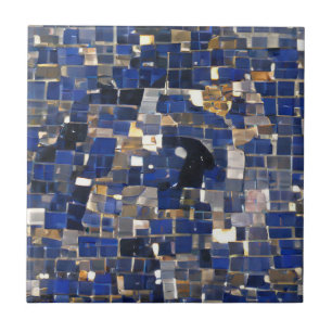 Marineblauw hoekmozaïekdigitale kunst tegeltje