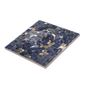 Marineblauw hoekmozaïekdigitale kunst tegeltje (Zijkant)
