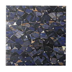 Marineblauw hoekmozaïekdigitale kunst tegeltje
