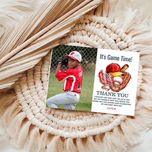 Marineblauw honkbal kinderverjaardagsfeestje water bedankkaart