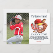 Marineblauw honkbal kinderverjaardagsfeestje water bedankkaart (Voorkant)