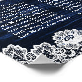 Marineblauw Houten Kantwerk Zonnebloem Rustieke Zi Poster (Hoek)