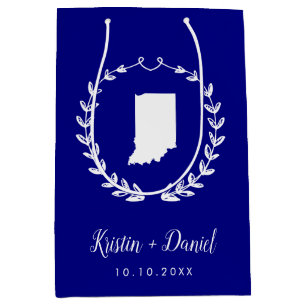 Marineblauw Indiana Kaart Bruiloft Welkom Swag Medium Cadeauzakje
