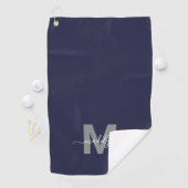 Marineblauw initiële naam monogram golfhanddoek (Insitu)
